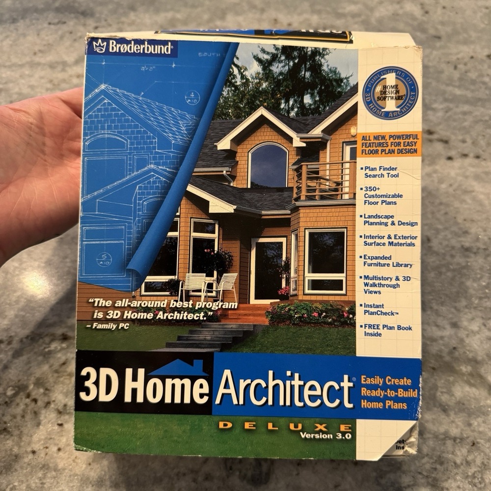 Broderbund 3D Home Architect Deluxe 3.0 CD Windows PC Design Blue Print Maker
